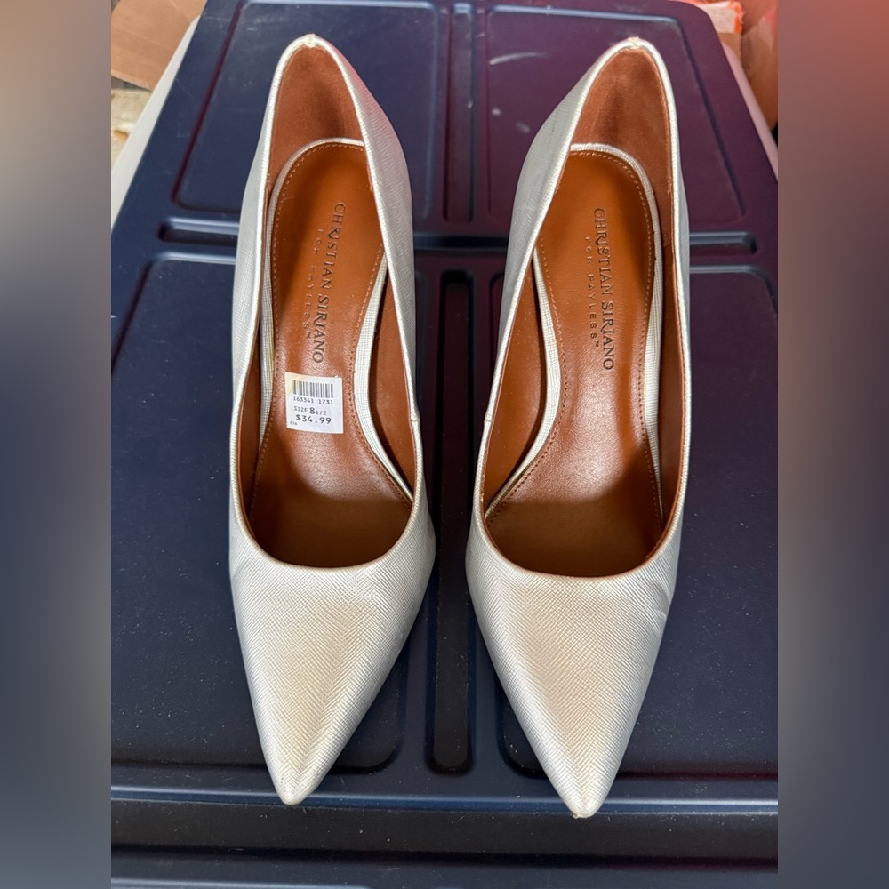 Christian Siriano Metallic Silver Heels